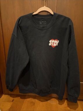 Black Crewneck Sweatshirt with Red Heart Logo